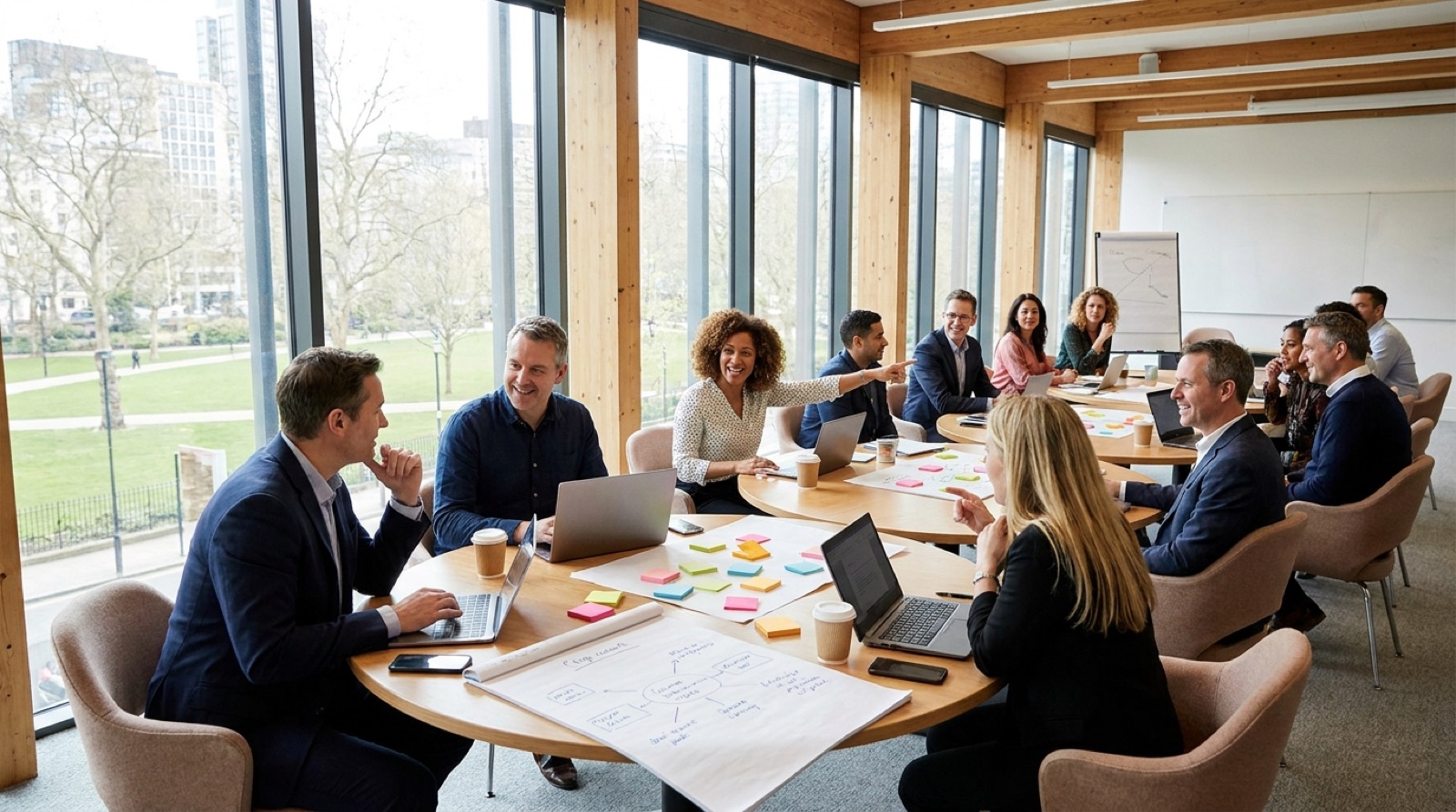 Educators at round tables during a professional learning workshop